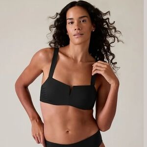 Athleta Square Neck V Bra Cup Bikini Swimsuit Top - Black